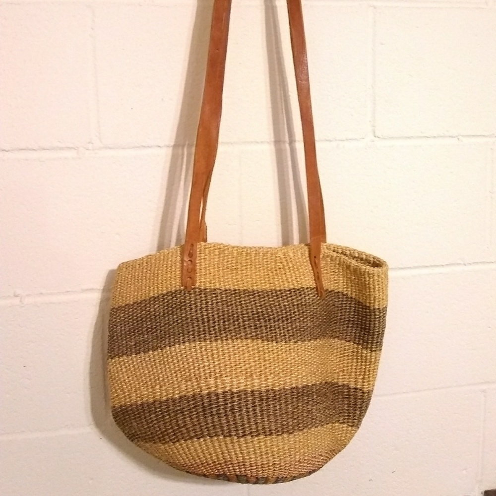 Vintage Kenya Bag Sisal Woven Grass Tote Market